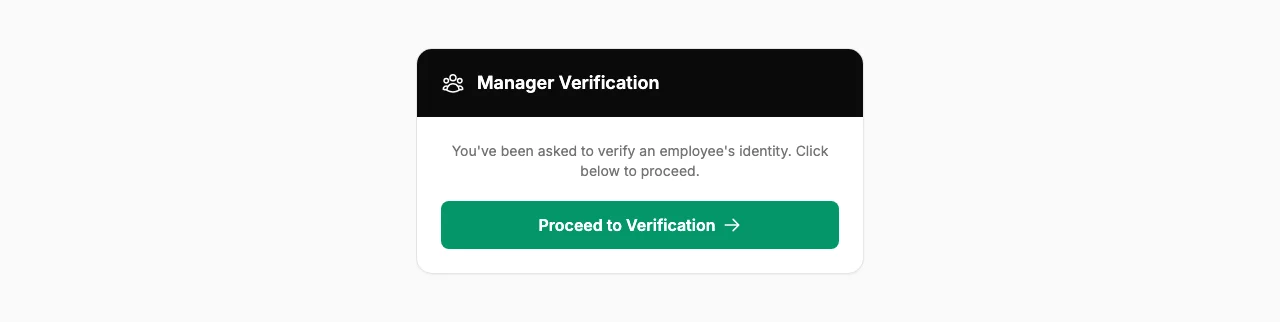 Manager verification landing page